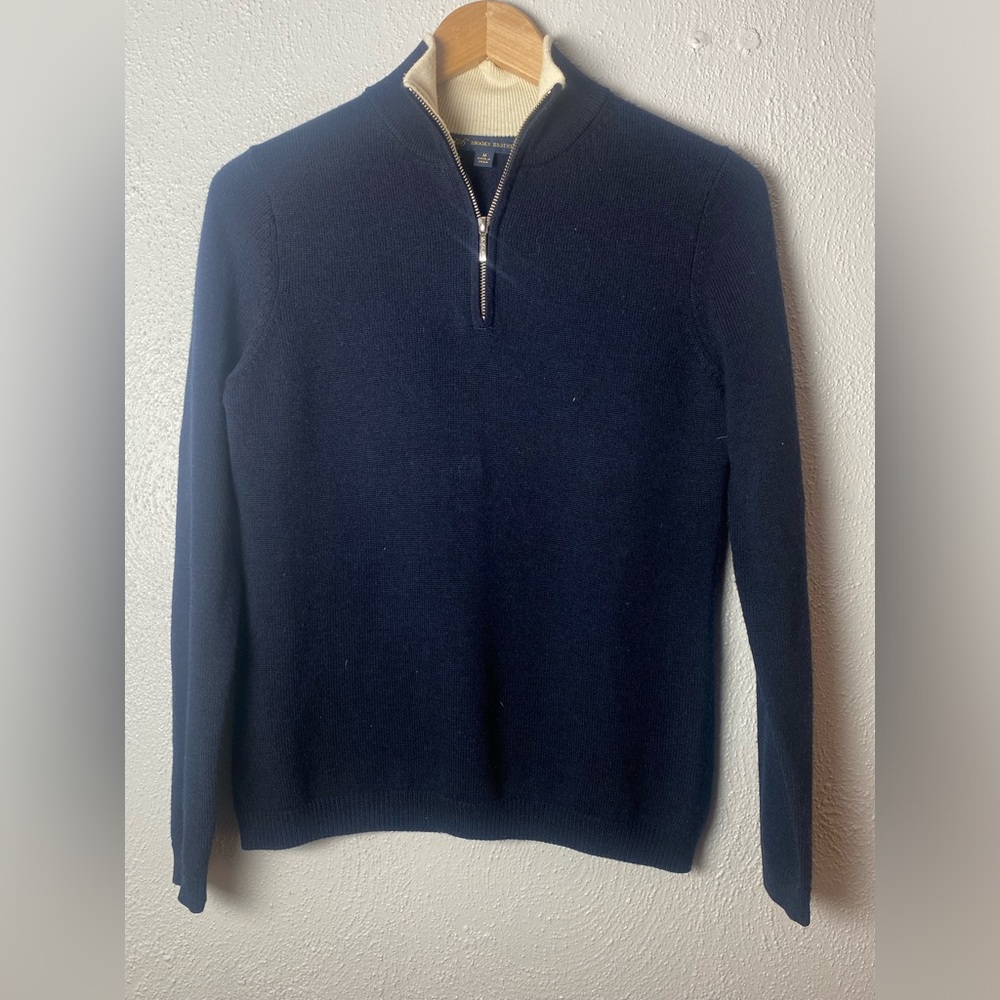 Women’s Navy Blue Brooks Brothers 360 Merino Wool Half Zip